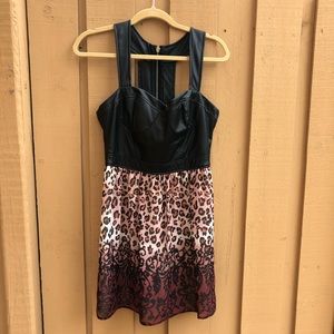 2b Bebe Leopard and Leather Dress